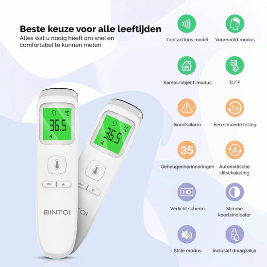 Bintoi® XE200 - Thermometer - Temperatuurmeter - Koortsthermometer - BINTOI