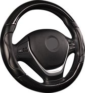 Luxe Leren Stuurhoes Auto - Voor 37-38 cm Stuurwiel - Zwart Carbon Fiber