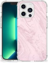 Smartphone hoesje Geschikt voor iPhone13 Pro Max Telefoonhoesje met tekst met transparante rand Marble Pink
