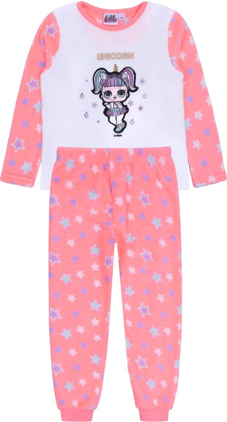 Witte, neon pyjama voor meisjes met sterren LOL jaar