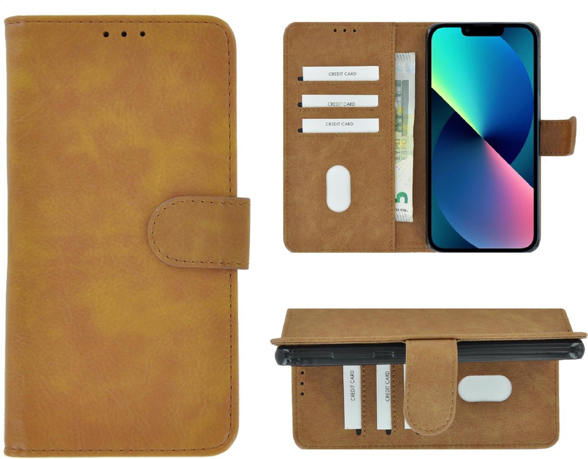 Hoesje Geschikt voor iPhone 13 Pro Max - iPhone 13 Pro Max Book Case Wallet Bruin Cover