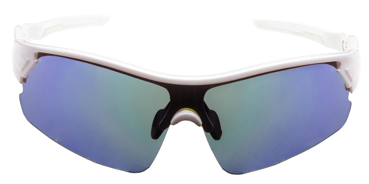 Icon Eyewear Zonnebril BLADE - Wit montuur - Blauw spiegelende glazen