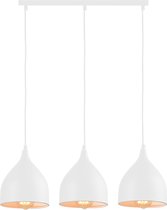 QUVIO Hanglamp modern - Hanglampen eetkamer - Lampen - Plafondlamp - Verlichting - Keukenverlichting - Lamp - E27 - Met 3 Lichtpunten - Voor binnen - 17 x 60 x 19 cm (lxbxh) - Wit