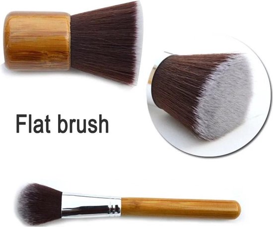 10-delig bamboe Make-up geschenkset- Make-up Kwasten - Make Up Brush- Poederkwast -Make Up Penselen Set -Foundation Kwast- Poeder Kwast- Concealer brush- Lip brush - LOUZIR