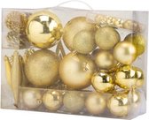 Veluw Kerstballen Box Kunststof - Mix Goud - Set van 51