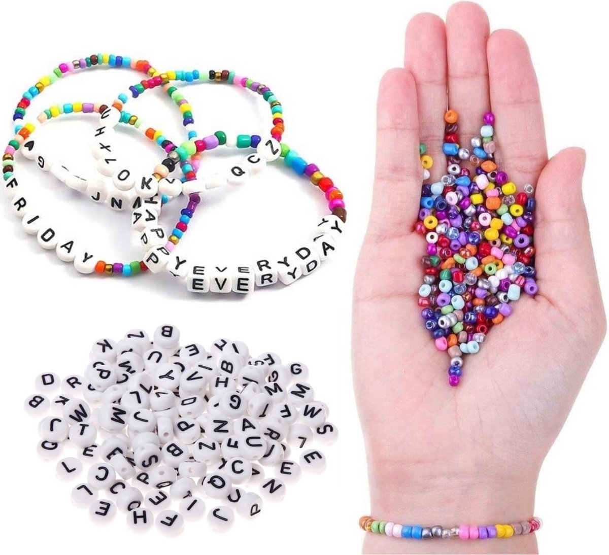 Behave Glaskralen Set Mixed - DIY Sieraden maken - Kralen Set - Letterkralen - Rocailles - Bedels - Rijdraad - 20 Kleuren — afbeelding 7