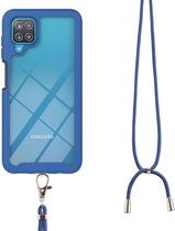 Samsung Galaxy A12 Hoesje met Koord TPU Back Cover Keycord Blauw