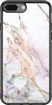 iPhone 8 Plus/7 Plus hoesje glass - Parelmoer marmer | Apple iPhone 8 Plus case | Hardcase backcover zwart