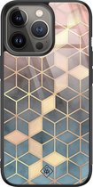 iPhone 13 Pro hoesje glass - Cubes art | Apple iPhone 13 Pro  case | Hardcase backcover zwart