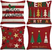 Kerst Kussenhoes - Kussenhoes - Pillow cover - 45 x 45cm - Rood - 4Stuks