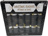 Christmas Crackers - Party Crackers - Mini Kerstmis Spel Luxe - Kerstspel - Wie ben ik - Kerst Musthave - Zwart / Goud - Set van 6