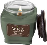 Colonial Candle – Wick Evergreen - 425 gram | geurkaars sojablend | 60 tot 90 branduren | houten knisperlont | kruidig en fris | aldehydes, perzik, aardbei en ananas, groene bladeren, hout en