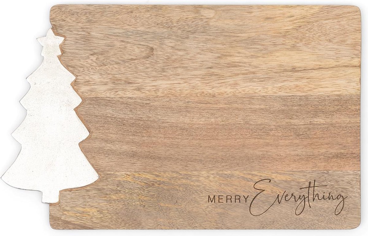 Riviera Maison Snijplank Hout Kerstversiering - Merry Everything Chopping Board - Naturel
