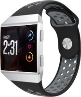 Siliconen Smartwatch bandje - Geschikt voor Fitbit Ionic sport band - zwart/grijs - Strap-it Horlogeband / Polsband / Armband - Maat: Maat S