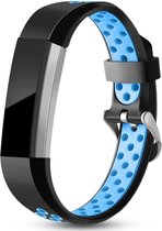 Siliconen Smartwatch bandje - Geschikt voor Fitbit Alta / Alta HR sport bandje - zwart/blauw - Strap-it Horlogeband / Polsband / Armband - Maat: Maat L