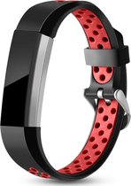 Siliconen Smartwatch bandje - Geschikt voor Fitbit Alta / Alta HR sport bandje - zwart/rood - Strap-it Horlogeband / Polsband / Armband - Maat: Maat S