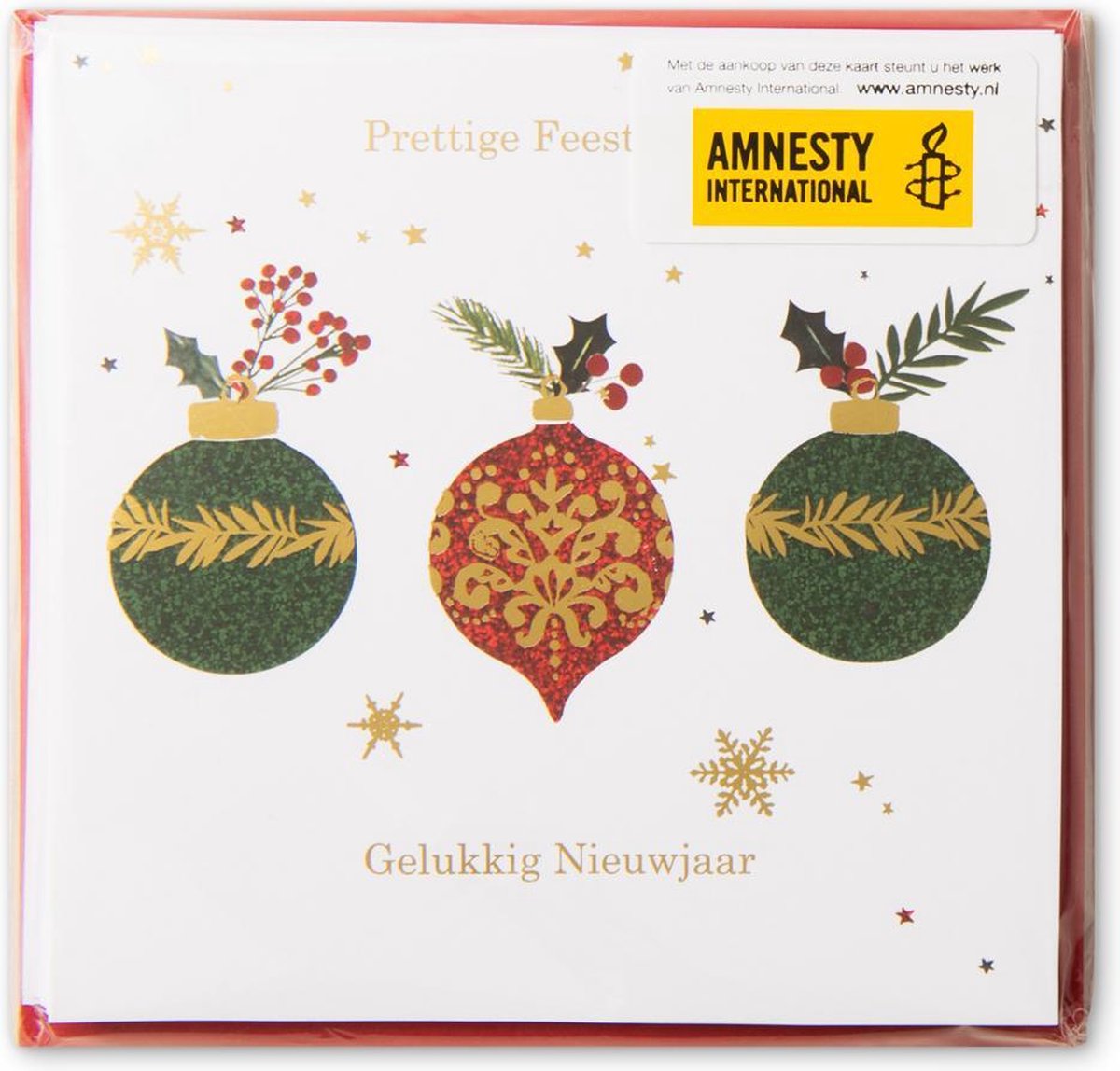 3 Pakjes kerstkaarten Amnesty International Kerstballen, 8 kerstkaarten