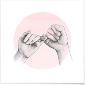 JUNIQE - Poster Pinky Swear -50x50 /Grijs & Roze