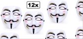 12x Masker Vendetta wit - Halloween film themafeest movie griezel vendetta