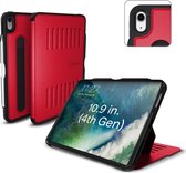 Zugu case - iPad Air 10.9 Gen 4 & 5 (2020/2022) - oersterke luxe flip-over case - volledige 360˚ bescherming – met multifunctionele standaard functie – geschikt voor Apple Pencil - Scarlet