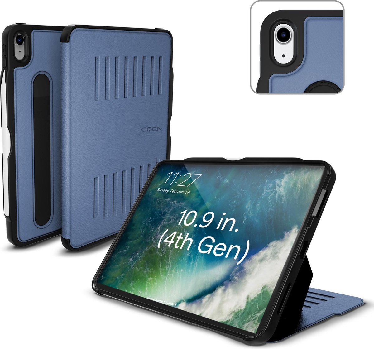 Zugu case - iPad Air 10.9 Gen 4 & 5 (2020/2022) - oersterke luxe flip-over case - volledige 360˚ bescherming – met multifunctionele standaard functie – geschikt voor Apple Pencil - Slate