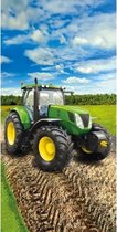 Strandlaken Groene tractor 70x140 cm - 100% katoen
