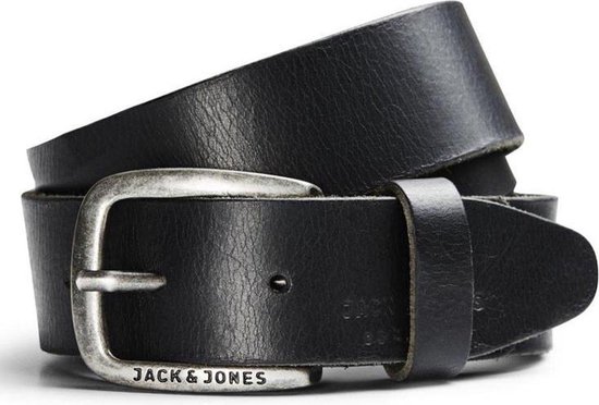 Jack & Jones JacPaul Riem Zwart Leer Zilveren Gesp - 80