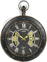 Clock Gear Handle Black 60 cm diameter - draaiende tandwielen - radar geluidloos - klok - horloge - landelijk - industriestijl - industrieel - cadeau - geschenk - kerst - nieuwjaar
