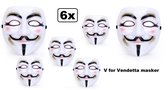 6x Masker Vendetta wit - Halloween| film| themafeest |movie |griezel| vendetta |Guy| V |creepy