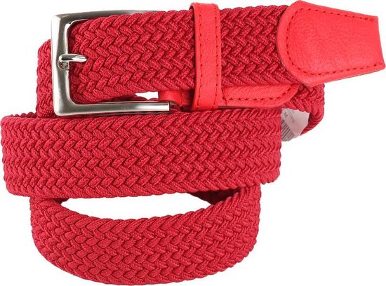 Geweven Riem Rood - Suitable - Taille maat 95cm - Stretch - Dames & Heren riem Effen