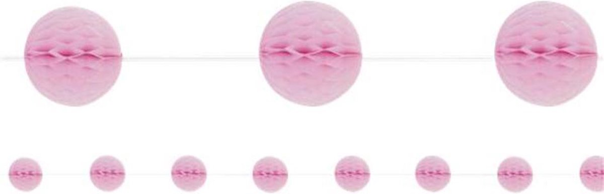 UNIQUE - Lichtroze honingraat ballonslinger 2,13 m