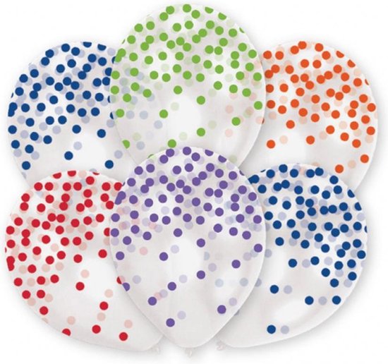Ballonnen Confetti Multicolor Assorti- 6 stuks