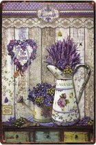 Retro Muur Decoratie uit Metaal Vintage Lavendel 20x30cm DU-8873