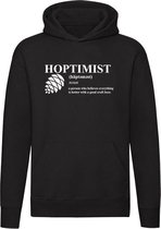 HOPTIMIST | Unisex | Trui | Sweater | Hoodie | Capuchon | Zwart | Bier | Gebrouwen | Kroeg | Ambacht | Optimist | Cadeau