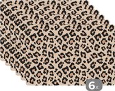Set de table - Animal Print - Panther - Rose - Wit - 45x30 cm - 6 pièces