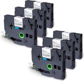 TELANO® 6 stuks Brother Compatible Label Tape TZe-131 - Zwart op Transparant - 12 mm x 8 m - TZe131