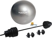 Tunturi - Fitness Set - Vinyl Barbell/Dumbbell Set 50Kg   - Gymball Zilver 65 cm
