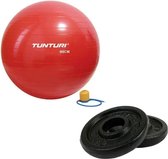 Tunturi - Fitness Set - Halterschijven 2 x 0,5 kg - Gymball Rood 90 cm