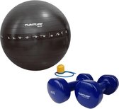 Tunturi - Fitness Set - Vinyl Dumbbell 2 x 4 kg  - Gymball Zwart met Anti Burst 55 cm