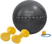 Tunturi - Fitness Set - Neopreen Dumbbellset 2 x 1,5 kg - Gymball Zwart met Anti Burst 55 cm