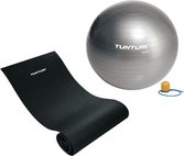 Tunturi - Fitness Set - Fitnessmat 160 x 60 x 0,7 cm - Gymball Zilver 65 cm