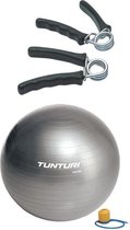 Tunturi - Fitness Set - Knijphalters 2 stuks - Gymball Zilver 90 cm