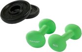 Tunturi - Fitness Set - Neopreen Dumbbellset 2 x 4 kg - Halterschijven 2 x 0,5 kg