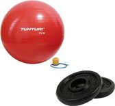 Tunturi - Fitness Set - Halterschijven 2 x 0,5 kg - Gymball Rood 75 cm