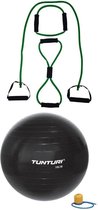 Tunturi - Fitness Set - Tubing Set Groen - Gymball Zwart 75 cm