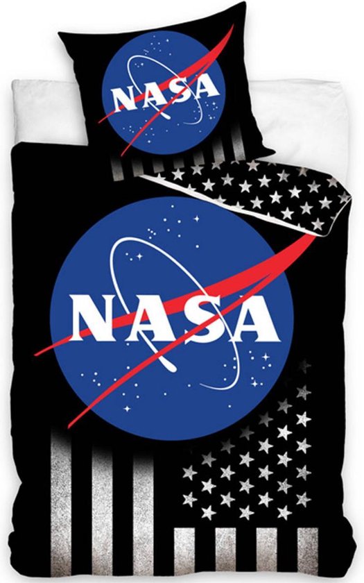 NASA USA Dekbedovertrek - Eenpersoons - 140x200 cm - Black