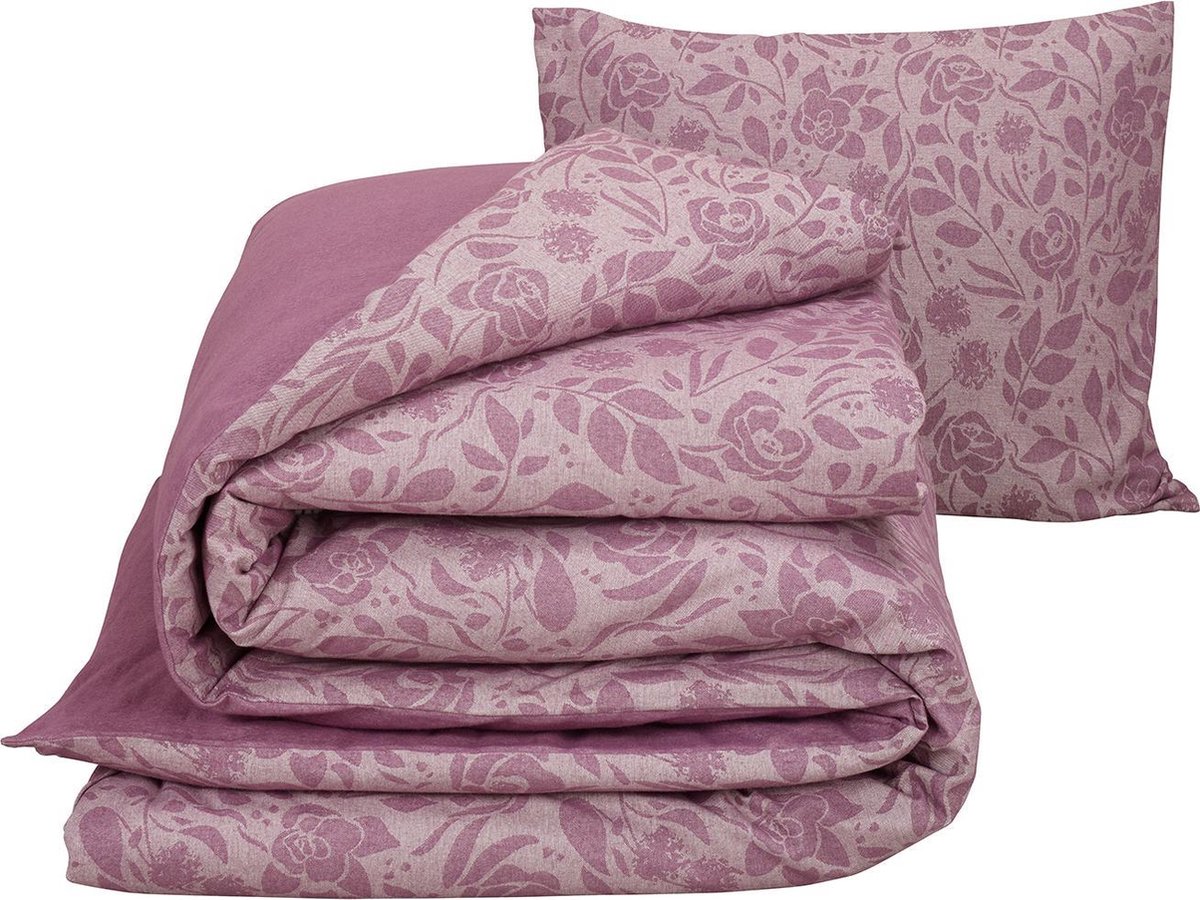 De Witte Lietaer Dekbedovertrek Lea Lila - Eenpersoons - 140 x 200/220 cm - Flanel Roze