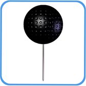 Golfbal tee marker inclusief stalen pin -  classic dimple - zwart - 6 stuks