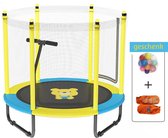 Trampoline met Veiligheidsnet - Inclusief Gratis Speelset -  Bounce voor Kinderen - Sterke Armsteun - Geel 150 cm Diameter, Tot 250 kg