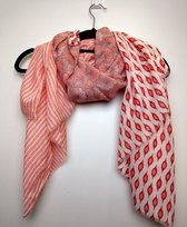 Dames sjaal Imane fantasiemotief rood roze